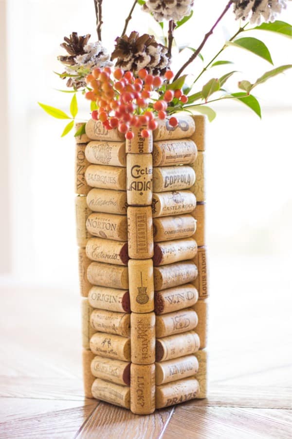 vase from wine corks