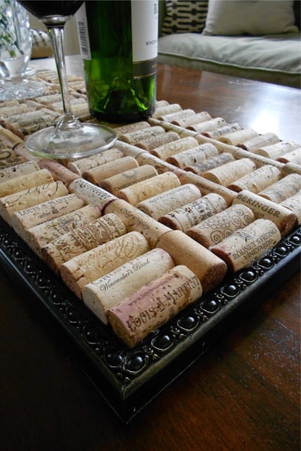 tray made of wine corks