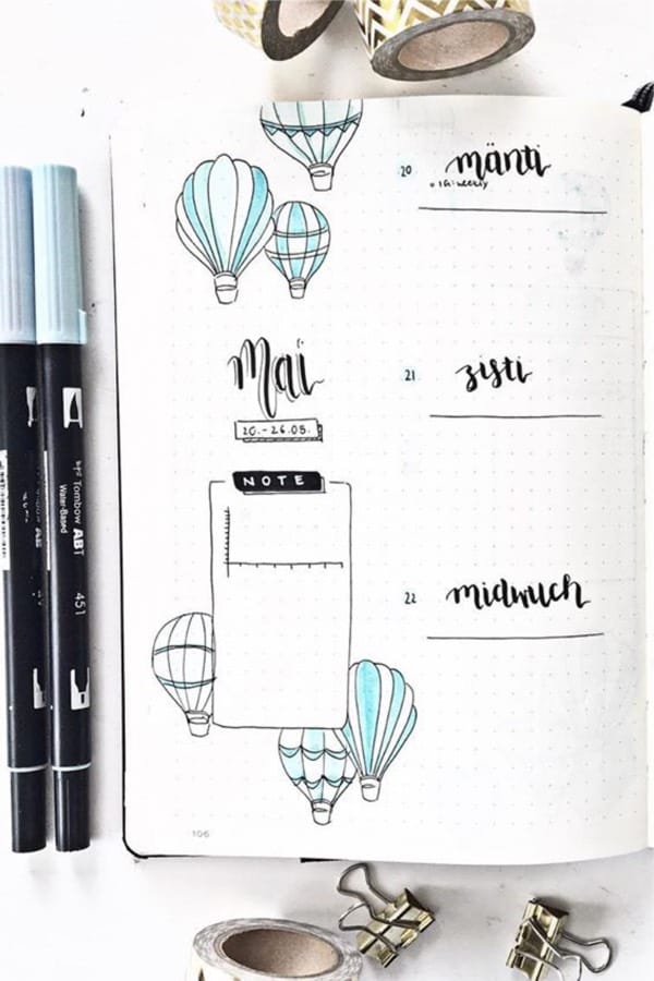 blue weekly spread examples