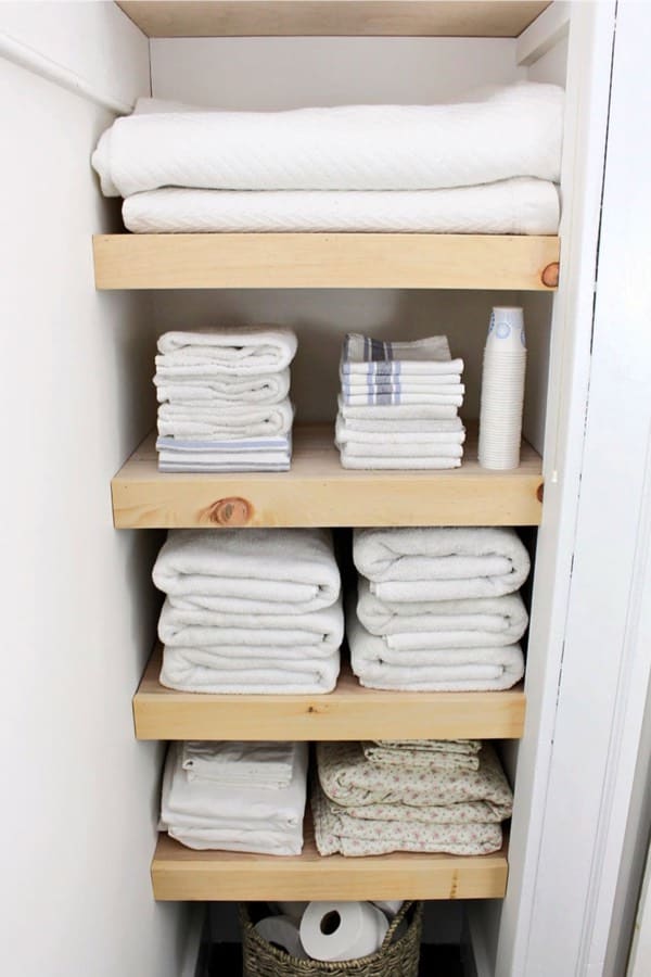 diy shelves for linen closet