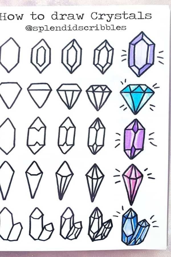 bujo crystal doodles in purple