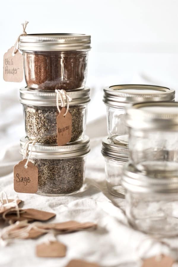 small diy labeled spice jars