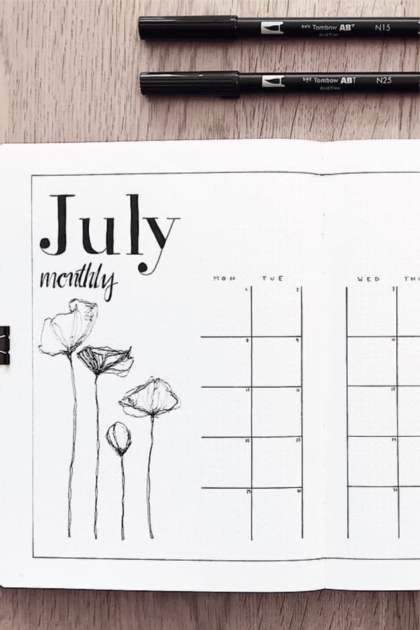 super simple monthly spread example
