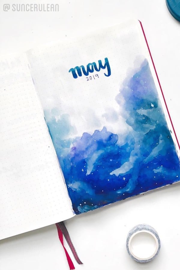 blue monthly cover for bujo