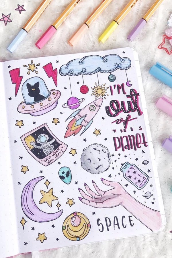 cute space doodles for bujo