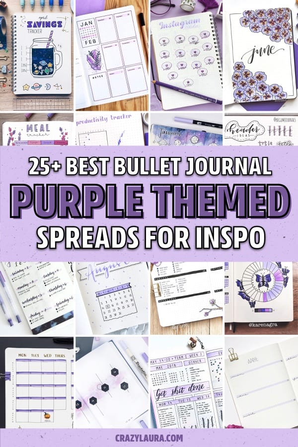 all purple layouts for bullet journal