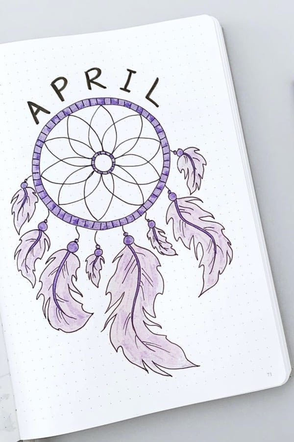 purple april monthly spread