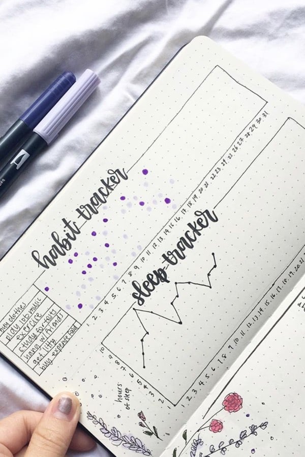 bujo trackers with purple theme
