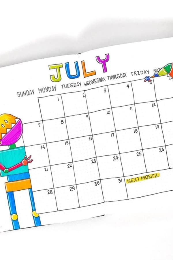 july monthly with robot