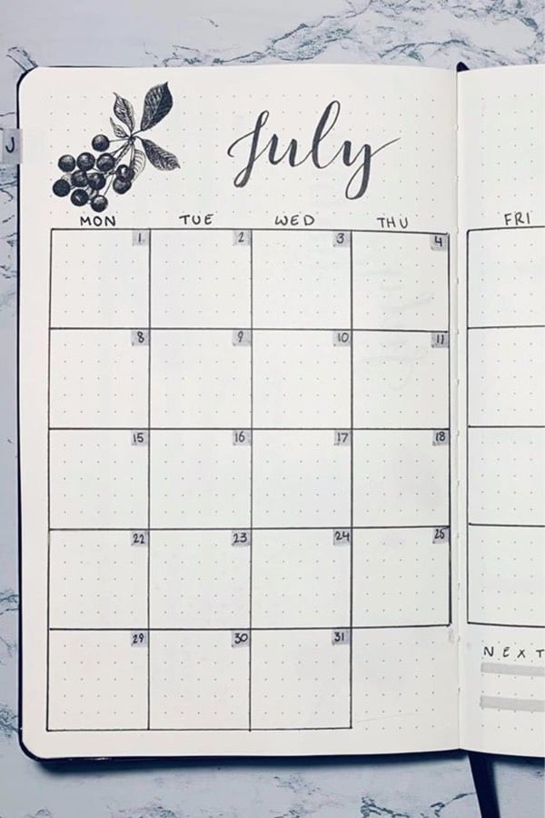 best july monthly spread ideas