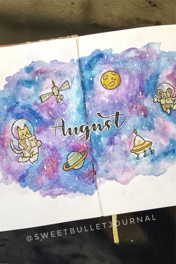 bullet journal space monthly cover