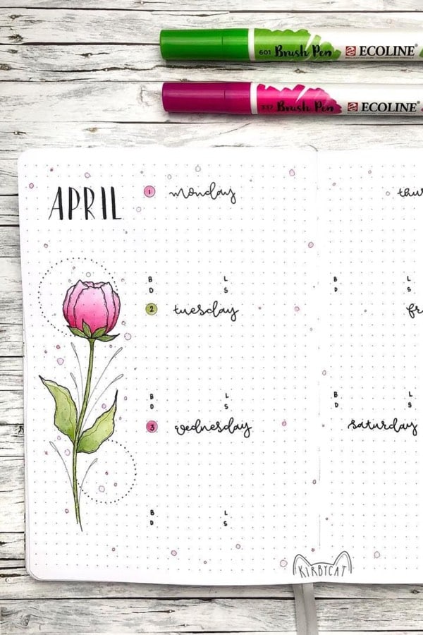 adorable bullet journal flower spreads