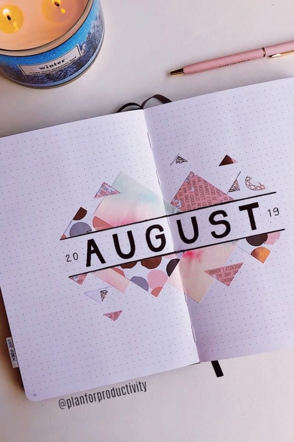 august monthly cover page with pasted paper
