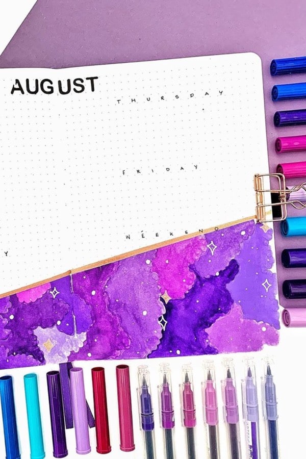 purple weekly spread for august