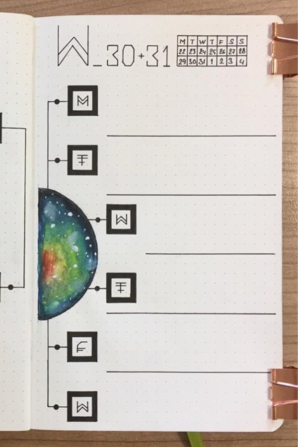 spacey bujo weekly spread