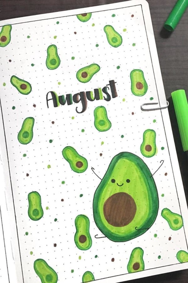 bujo cover page ideas for august