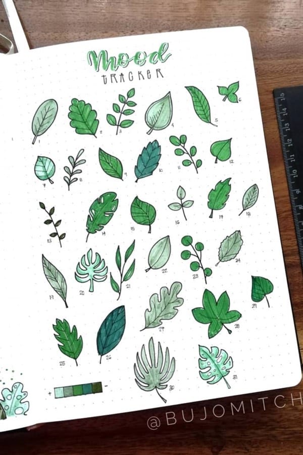 green summer time mood tracking spread