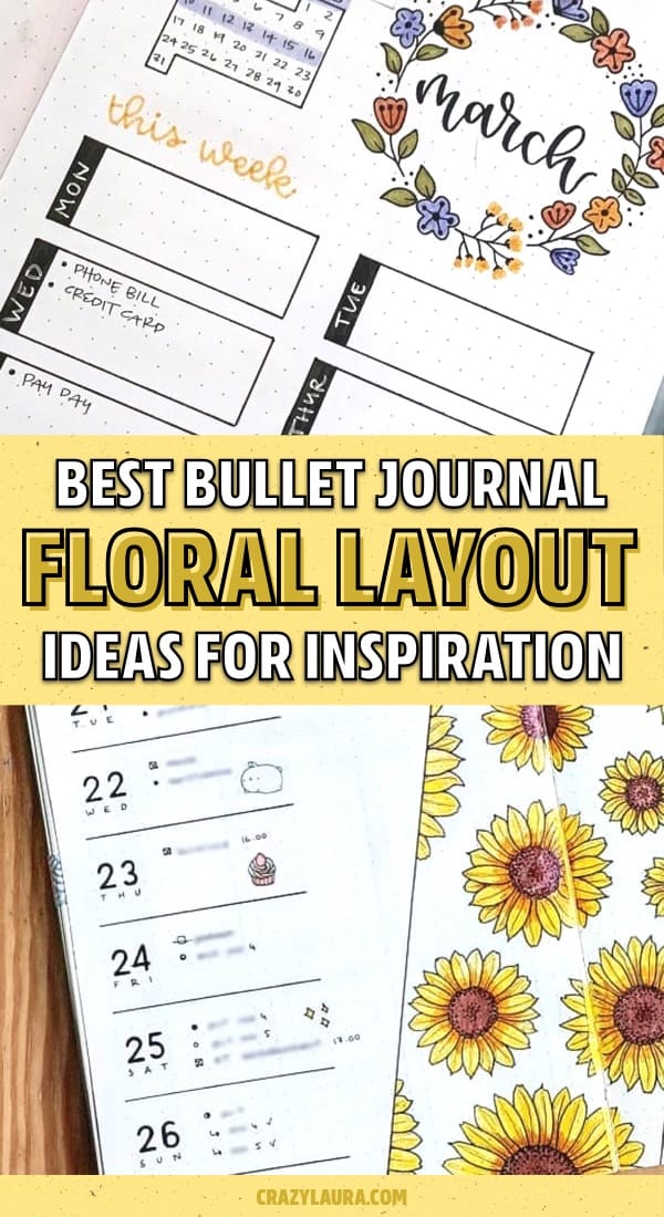 bullet journal floral layout inspiration