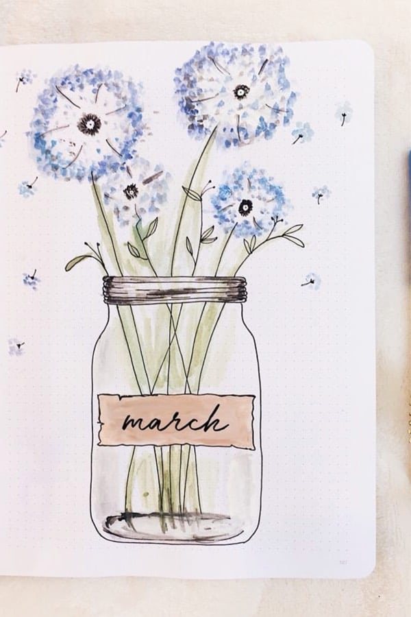 march flower bullet journal