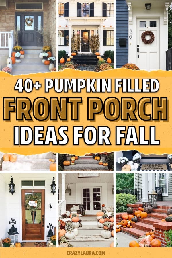 fall themed front porch ideas with pumpkins
