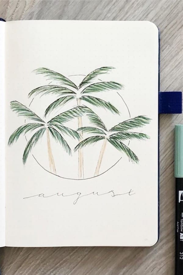 palm tree bujo cover page