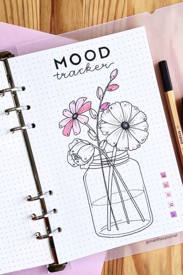 pink theme mood tracker for august