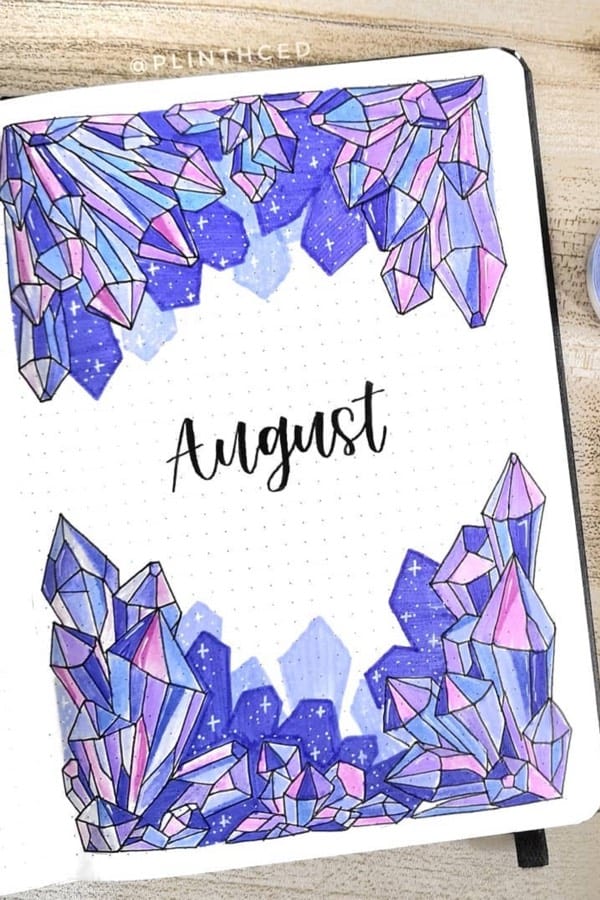 cute bullet journal cover page for august