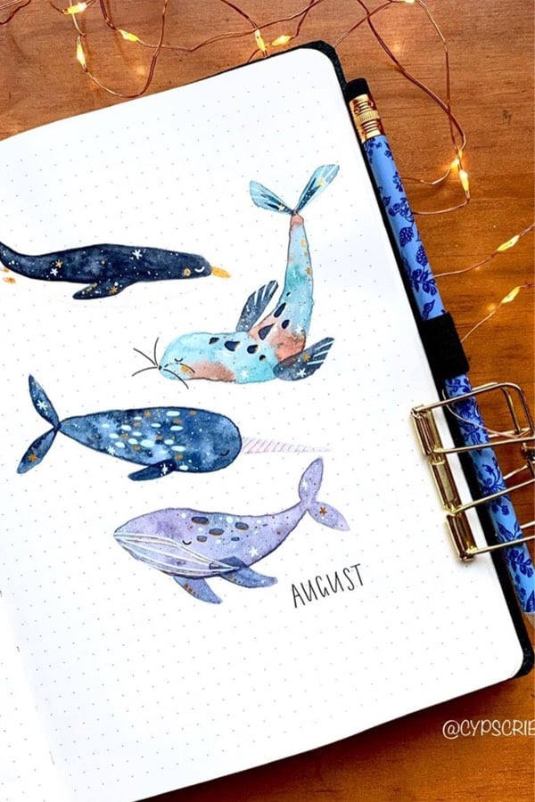 bujo cover with whales