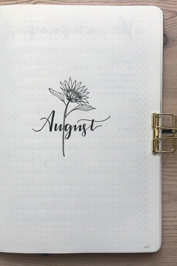minimalist cover for august bujos