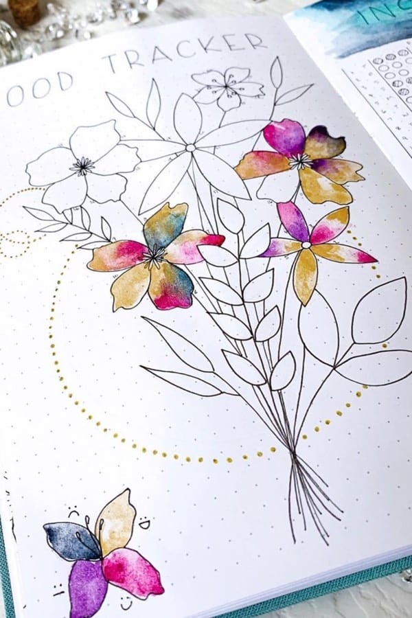 august mood tracker with flowers