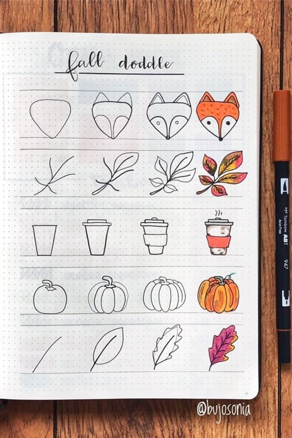 easy fall doodle examples