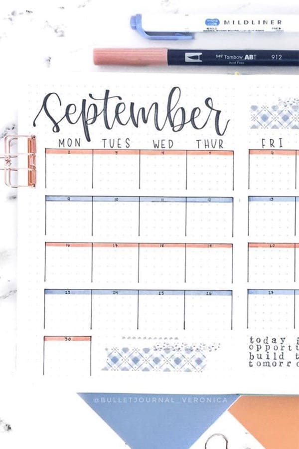 creative monthly spread example for september