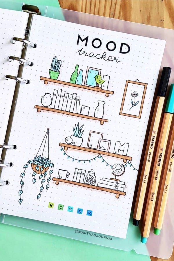 cute mood tracking spread for spetember