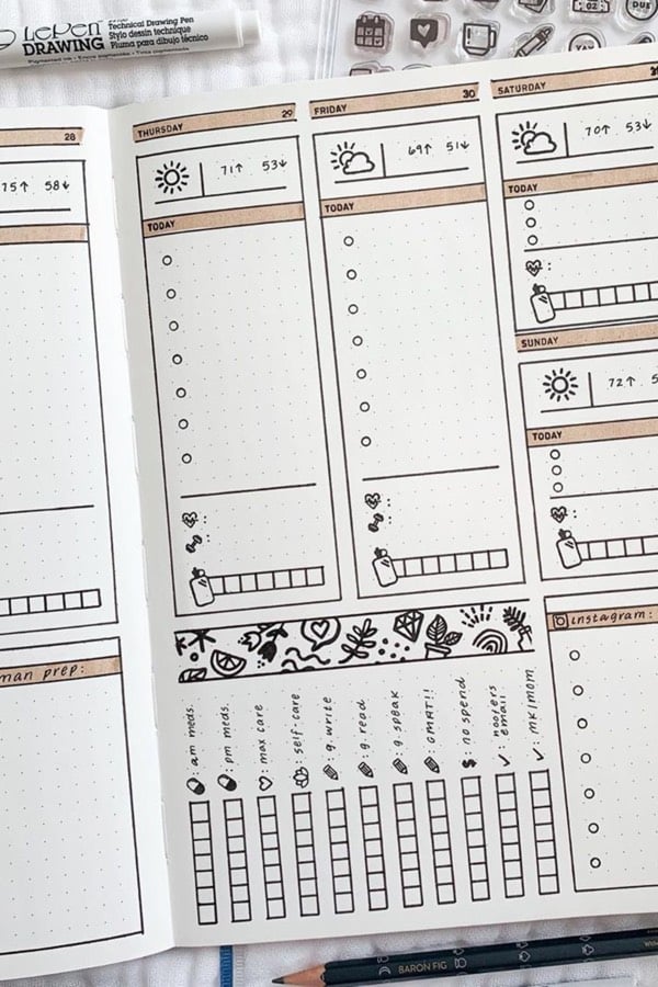bullet journal planner style layout for fall