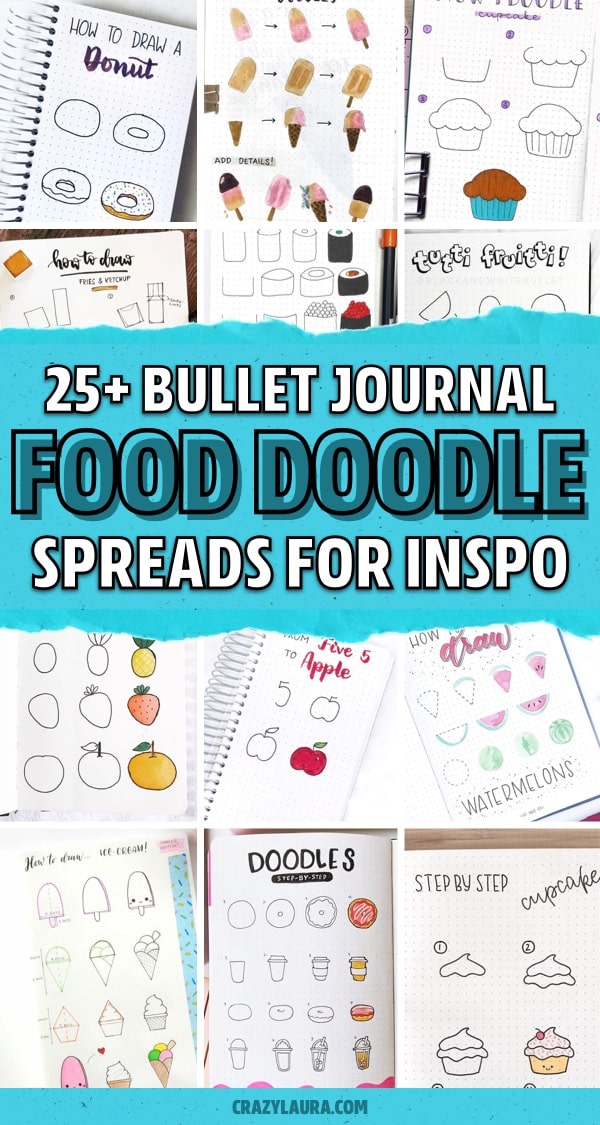 grid journal with food doodle inspiration