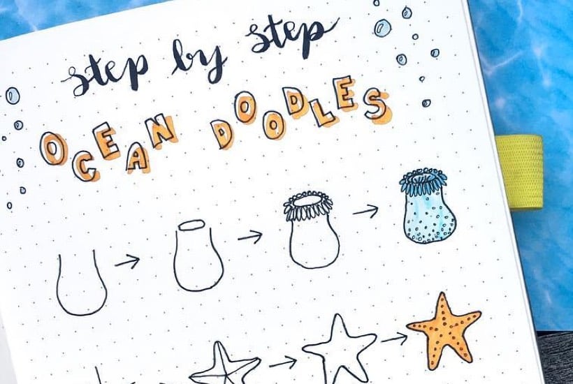 25+ Best Step By Step Ocean Doodles For Bullet Journals