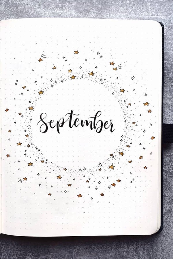 september monthly cover page ideas with doodles