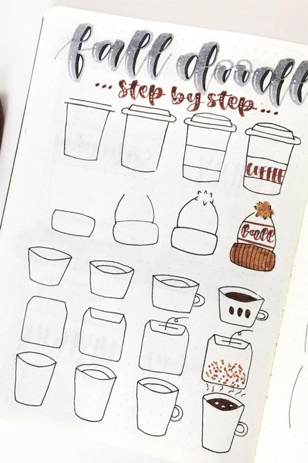 step by step fall doodle examples