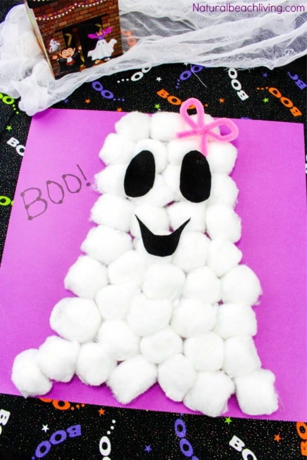 simple halloween cotton ball craft