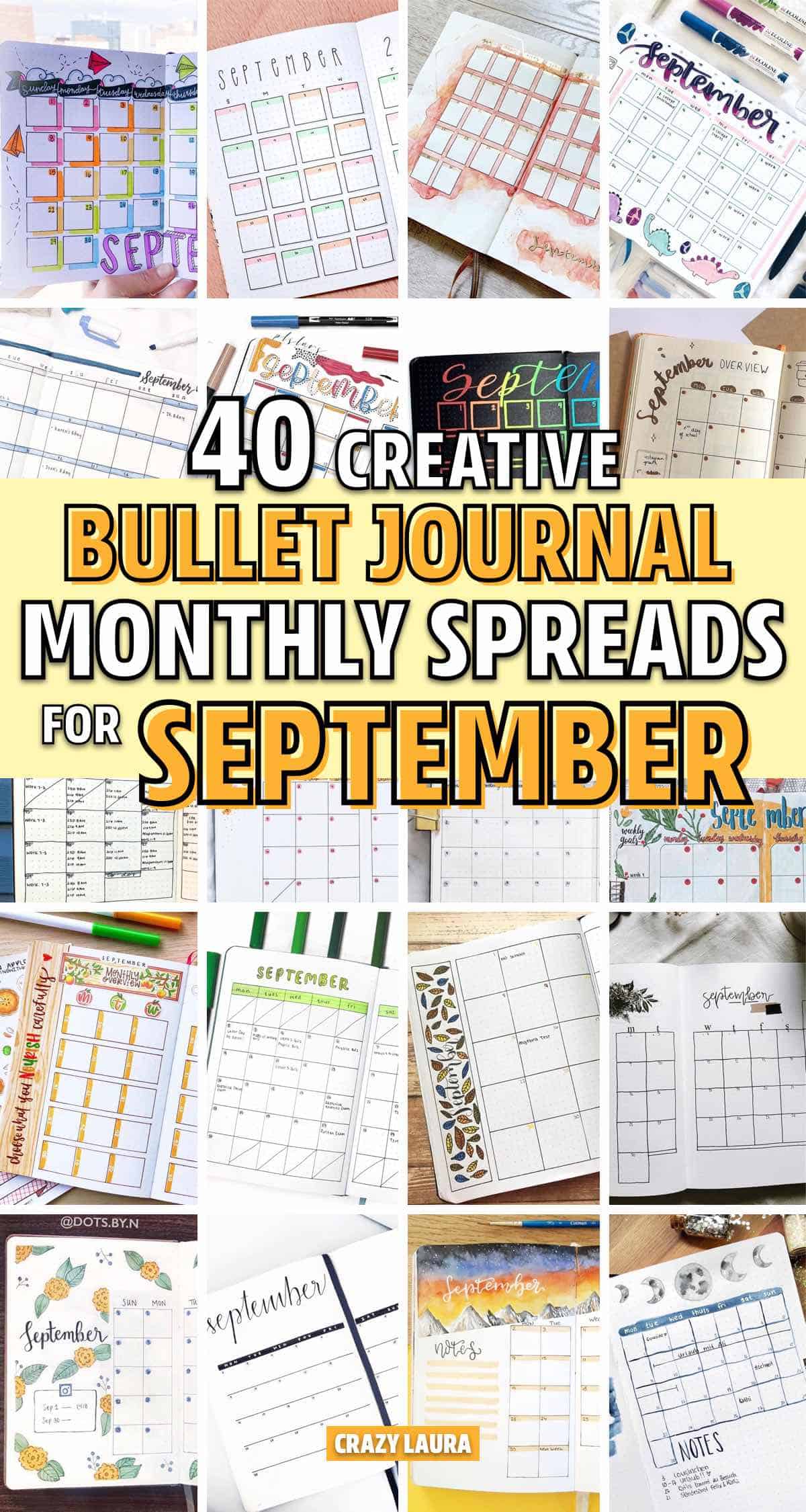creative monthly overview for bullet journals