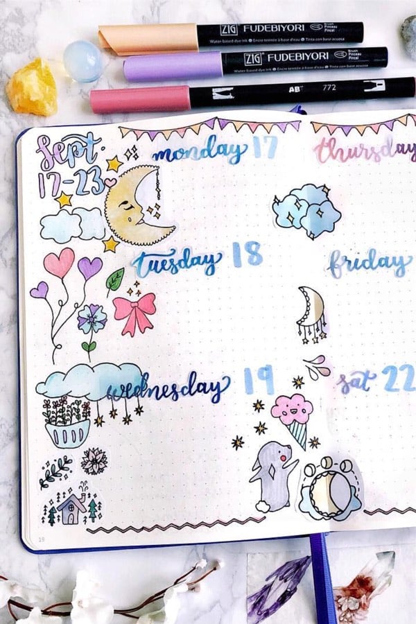 pink and purple sept weekly layout
