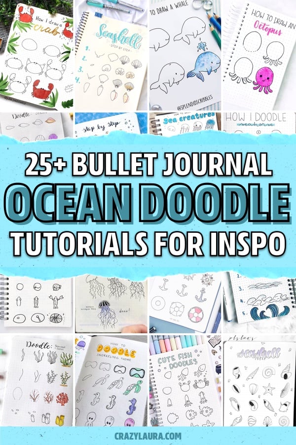 ocean doodle tutorials for dot journal