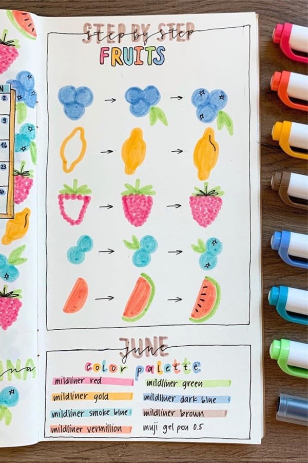 midliner doodle tutorial for fruite