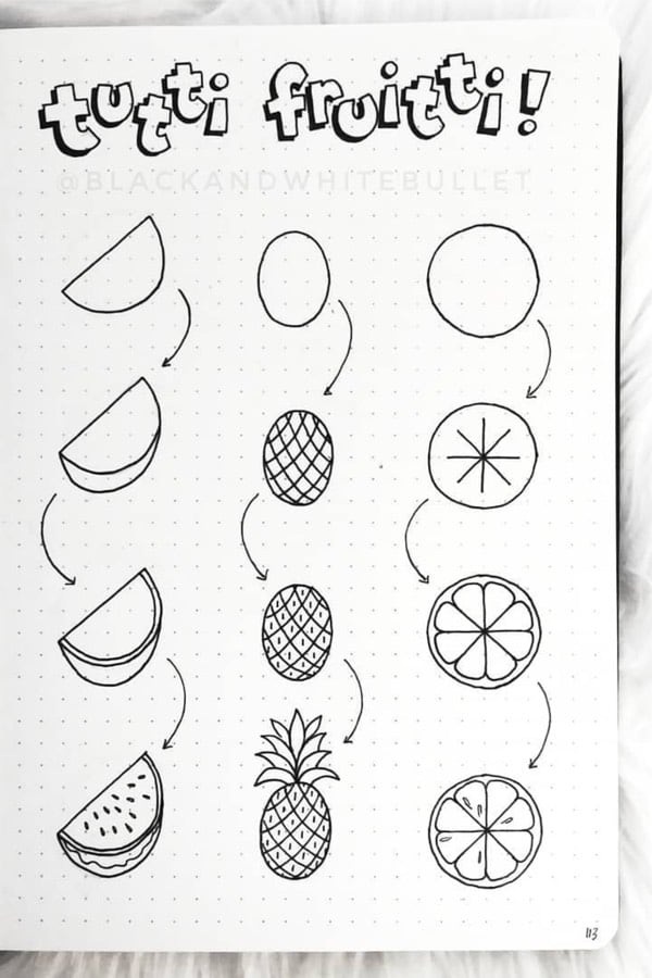 simple food drawing tutorial for bullet journal