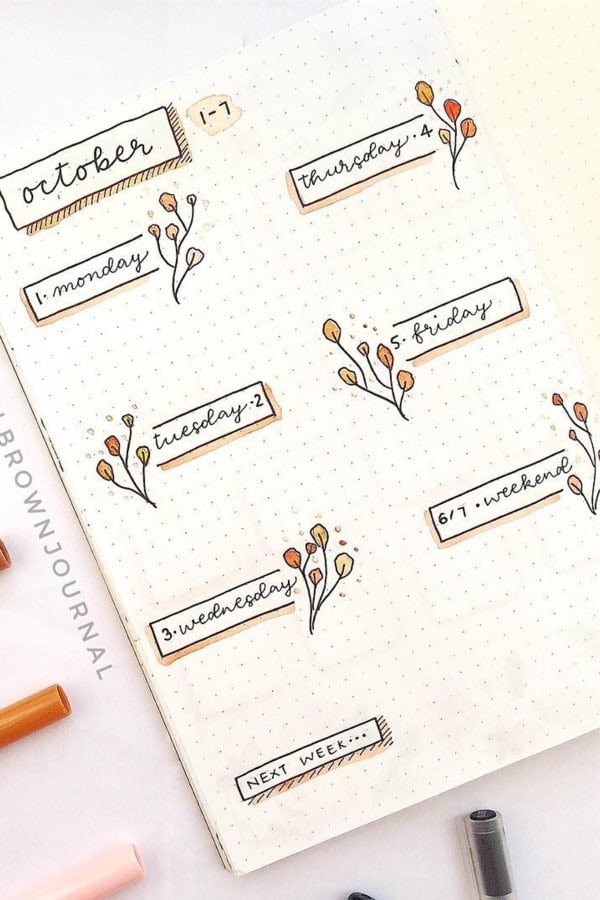 bullet journal fall theme example