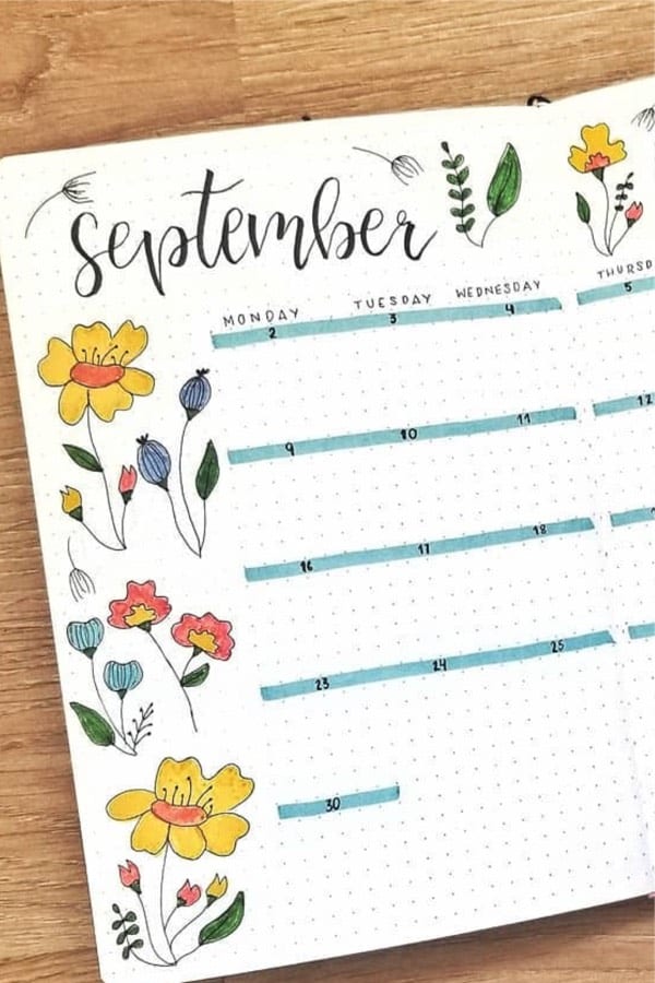 cute floral spread for monthly overview