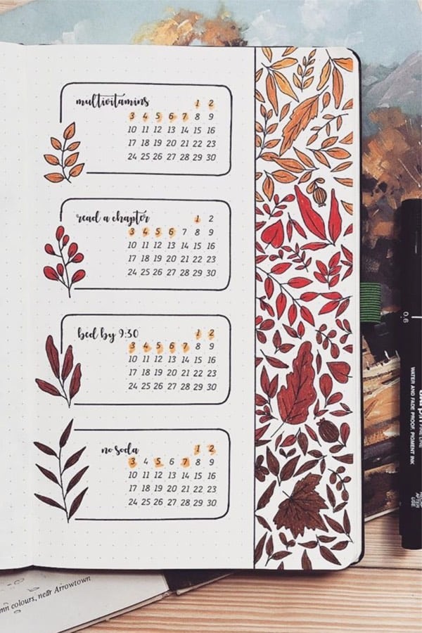 bujo routine tracking spread for fall