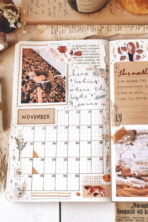 cute ideas for fall monthly spread