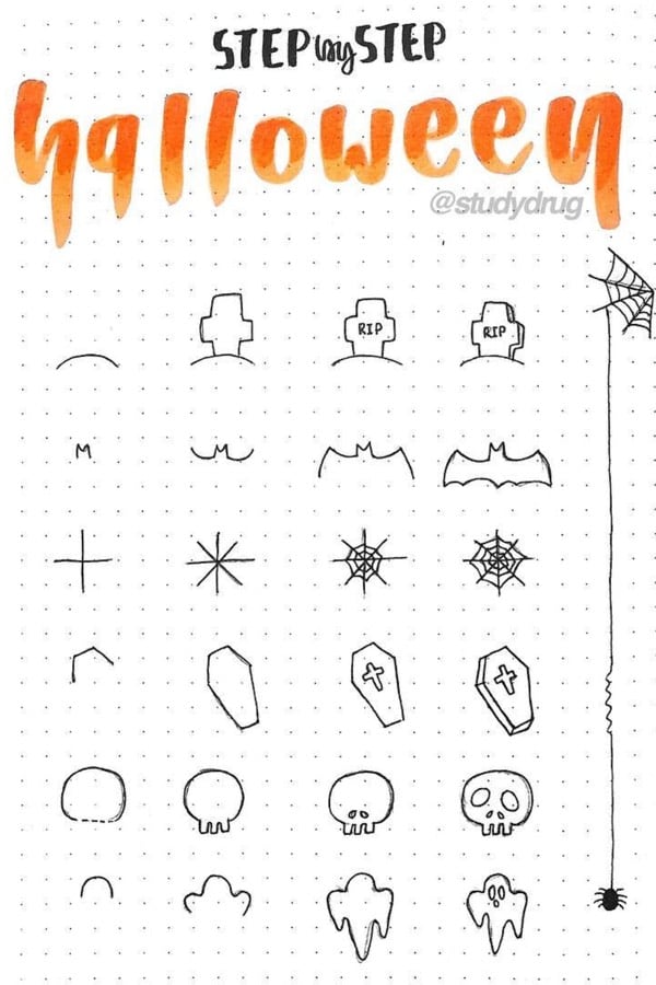 spooky bullet journal doodles