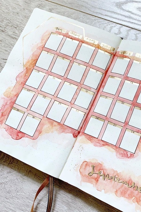 red and gold monthly spread